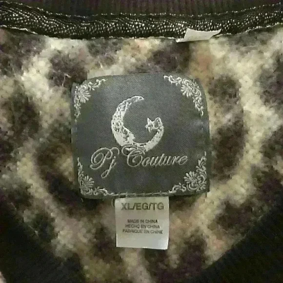PJ Couture Animal Print Lounge Pajama Top  Soft Fleece Size XL - Picture 6 of 9